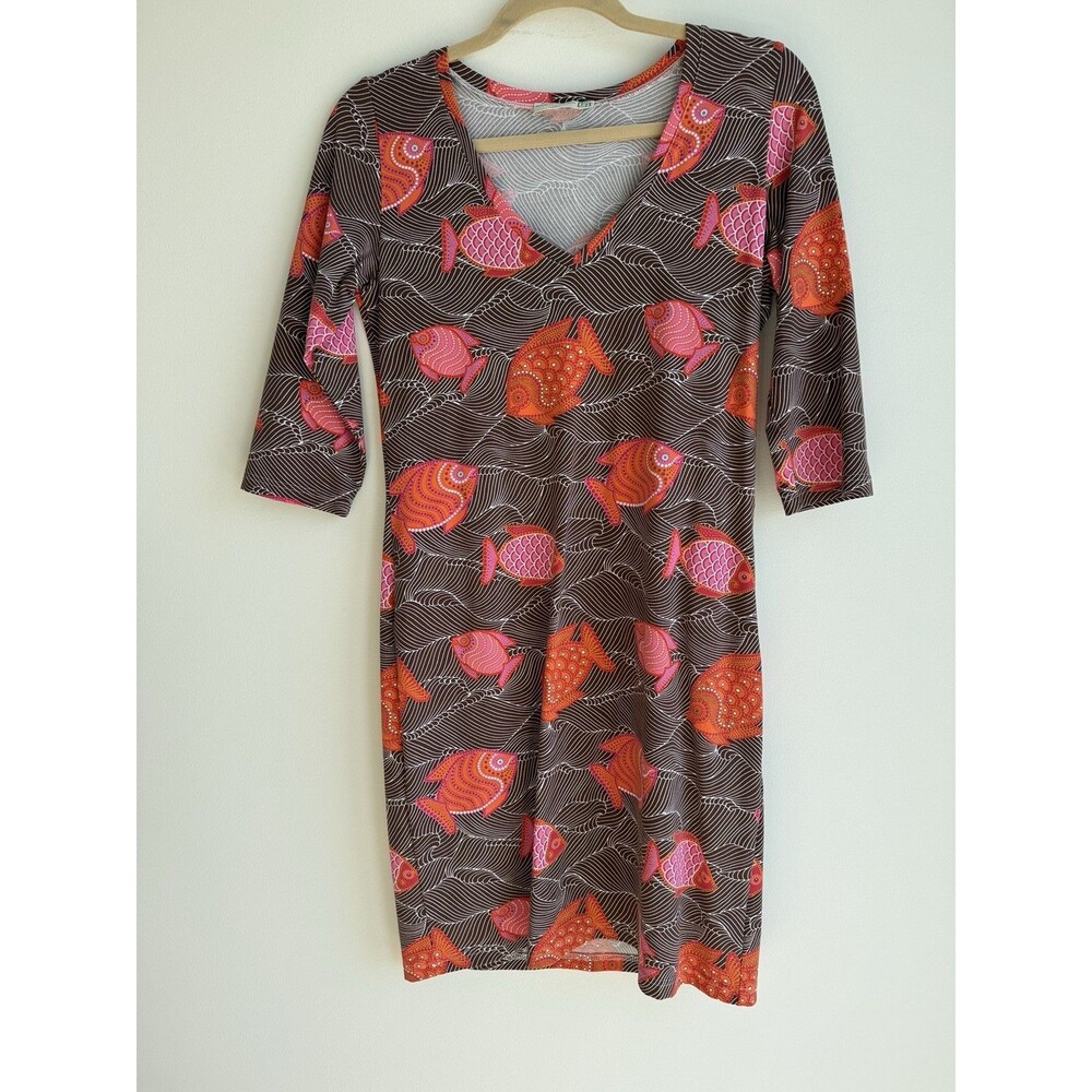 Manuel Canavas V-neck Dress-8/10/M-Fish Print